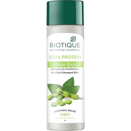 Biotique Soja Eiwit Shampoo & Conditioner 190ml – Herstel Droog Beschadigd Haar, pH-Balance, Gezond Glanzend Haar, Kleurbescherming blue