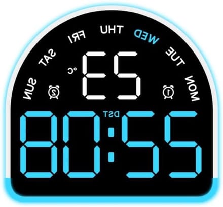 LED Wekker - Nachtlamp Klok - Rustig Ontwaken - Instelbare Helderheid - 10.5 cm - Blauw
