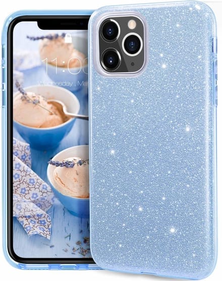 Ntech hoesje Geschikt voor iPhone 11 Pro Max Glitter TPU Back Hoesje - Turquoise