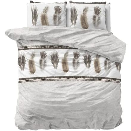 Sleeptime Dekbedovertrek Feathers 3 Grijs - Tweepersoons 200 x 200/220 cm + 2 kussenslopen