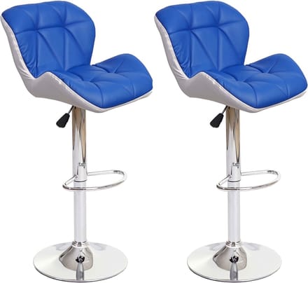 Set van 2 barkrukken MCW-A92, barkruk tegenkruk, in hoogte verstelbaar kunstleer ~ blauw