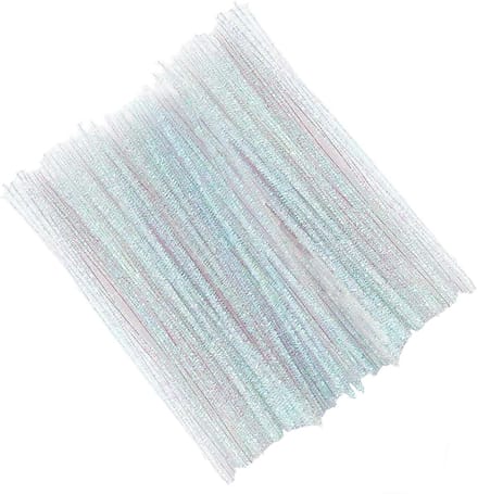 Glitter Pijpenragers - Chenille Stengels - Creatief Knutselen - Zacht En Buigzaam - 30cm Lang - Wit