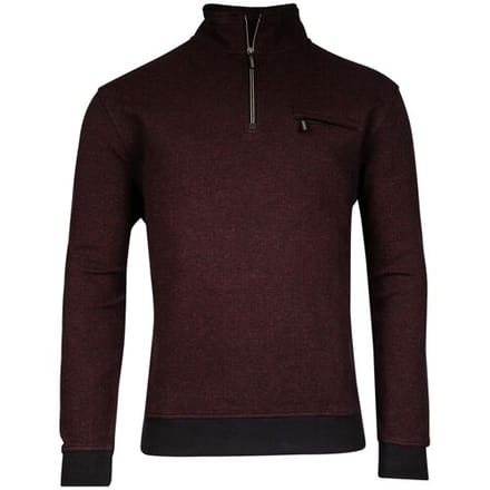 Baileys Trui Half Zip 2-Tone Jacquard Doubleface Interlock Sweat Deep Red / male