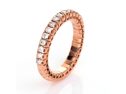 Diamanten ring - 18K 750 / - rose goud - 0,45 ct.