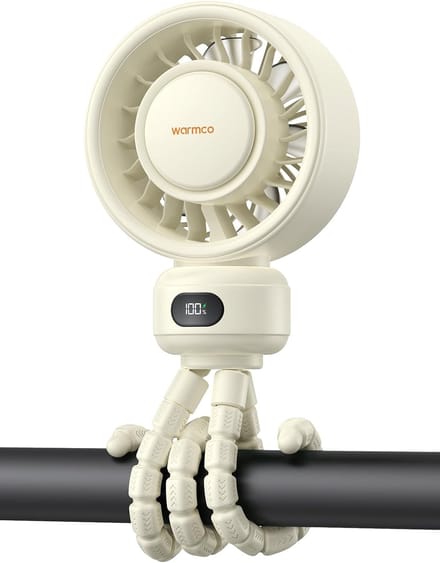 Thijox - Draagbare Kinderwagenventilator 4000mAh Oplaadbaar, Clip-on Ventilator met Flexibele Statief, 4 Snelheden, LED-Display, Stille Werking voor A