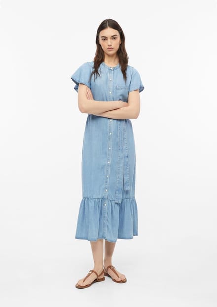 Midi Jeans Jurk Met Vlindermouwen En Stoffen Ceintuur Dames s.Oliver