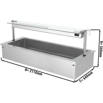 GGM Gastro Einbau Eiswanne - 2100mm - 6x GN 1/1 - 250 Liter - mit Glas-Hustenschutz Zilver