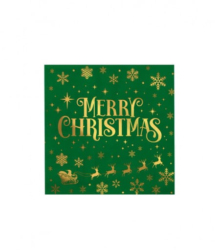 Servetten Merry christmas groen (33cm, 16st)