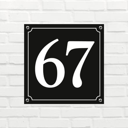 Huisnummerbord Mat zwart Deluxe - Nummer 67 - incl. bevestiging