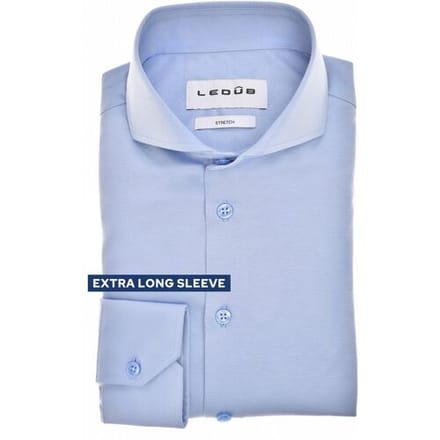 Ledûb Overhemd Slim Cotton Jersey Stretch Cutaway Collar Mouwlengte 7 Licht Blauw / male