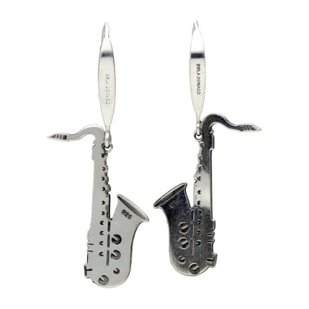 Bela Donaco - Oorbellen Statement – Saxofoon – Sterling Zilver