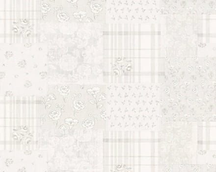 PATCHWORK BLOEMEN BEHANG | Landelijk - grijs wit - A.S. Création Maison Charme