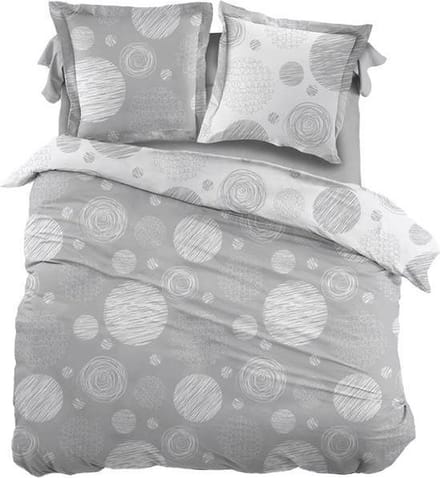 Snoozing Lex - Flanel - Dekbedovertrek - Eenpersoons - 140x200/220 cm + 1 kussensloop 60x70 cm - Grijs