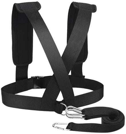 Trek Harnas - Sled Riem - Kracht Training - Verstelbare Riemen - 158 cm Lengte - Zwart