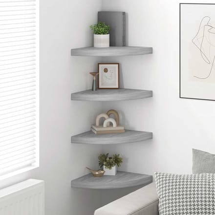 vidaXL - Hoekwandschappen - 4 - st - 35x35x3,8 - cm - MDF - betongrijs