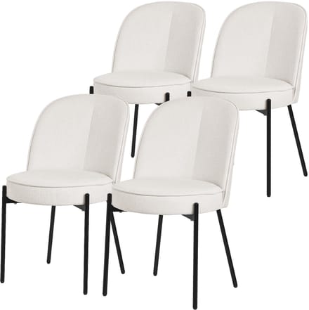 ML-Design beige ronde eetkamerstoelen set van 4 gestoffeerde keukenstoelen comfortabel ergonomisch zachte polyester zitting hoge rugleuning metalen poot modern scandinavisch luxe design woonkamer eethoek keuken stoelen elegant minimalistisch