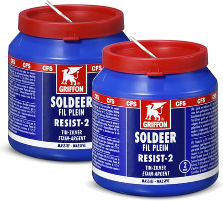 Griffon resist-2 tin/zilver draadsoldeer pot Ø 2 mm - 500 gram - 2 stuks!