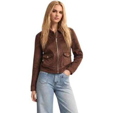 Morgan - Kort suède jasje 252-Gliva Dark Brown - Maat : 34