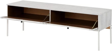 Freya|Lowboard met 2 flappen in hout ziet er crÃ¨mewit uit
