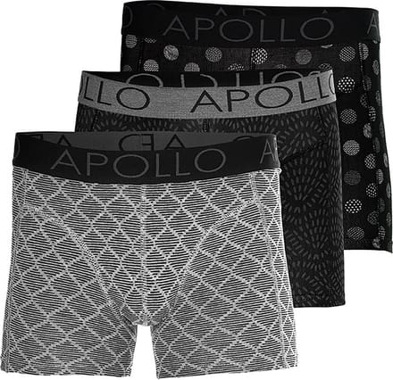Apollo heren boxershorts - maat M - Black printed - 3-pack