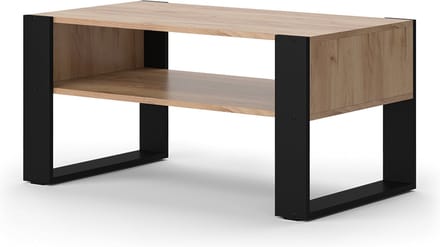 Vicco Olli Salontafel – 92 x 52.4 cm met plank Krachtige eik goud
