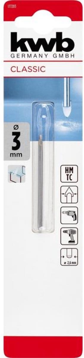 KWB boor voor glas en tegels - 3mm - glasboor