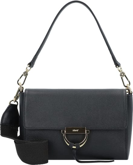 abro Leren Schoudertas Leather Kavir Shoulder Bag Temi Black / Gold Zwart