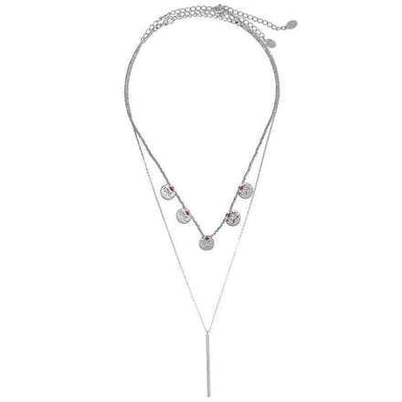 Joboly Layer Coin Muntjes Bar Ketting - Dames - Zilverkleurig - 40 cm