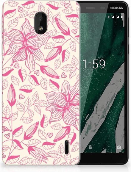 Nokia 1 Plus TPU Case Pink Flowers
