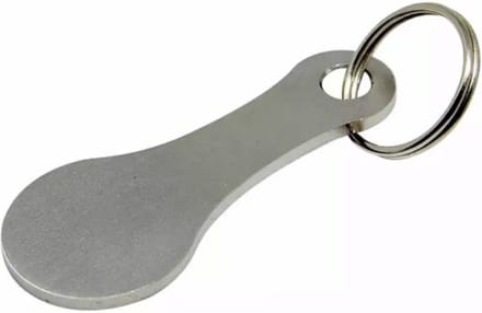 Knaak Winkelwagen Muntje - Sleutelhanger - Metaal - Zilverkleurig - Universeel