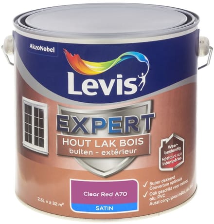 Levis - Expert Hout Lak Buiten Satin Mix - Clear Red A70 - Mengverf - 2,5 L