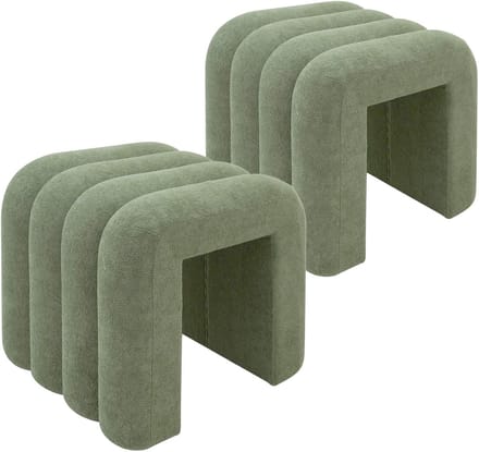 Set van 2 moderne, comfortabele poefs in groen