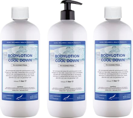 Bodylotion Cool Down 1 Liter - met gratis pomp - set van 3 stuks