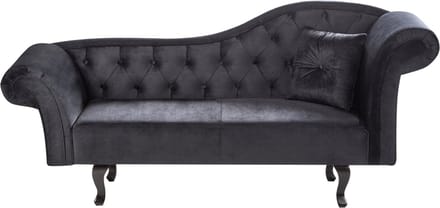 BELIANI LATTES II - Chaise longue - Zwart - Rechterzijde - Fluweel