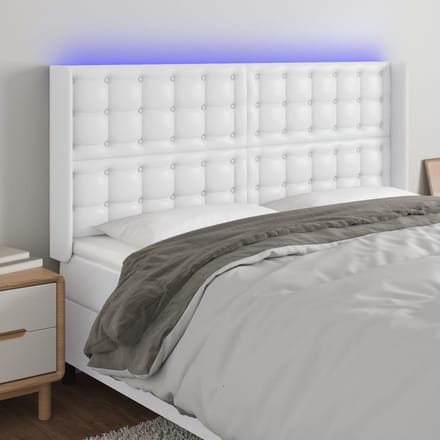 vidaXL - Hoofdbord - LED - 183x16x118/128 - cm - kunstleer - wit