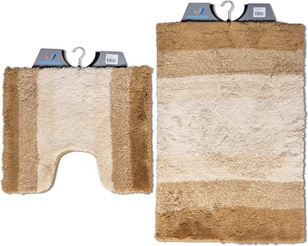 Wicotex - Badmat set met Toiletmat - WC mat met uitsparing regenboog Beige - Antislip onderkant