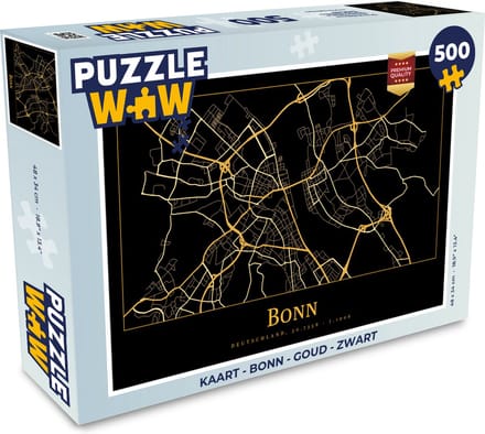 Puzzel Kaart - Bonn - Goud - Zwart - Legpuzzel - Puzzel 500 stukjes