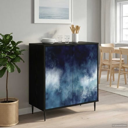 vidaXL - Dressoir - RAALTE - Zwart - eiken - 69 - x - 33 - x - 76 - cm - Bewerkt - hout