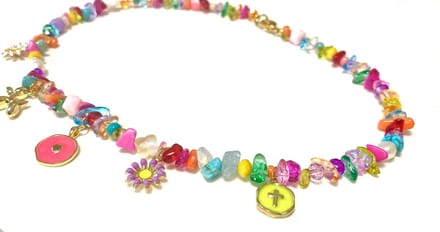 Ketting kristal, edelsteen, parels en bedels