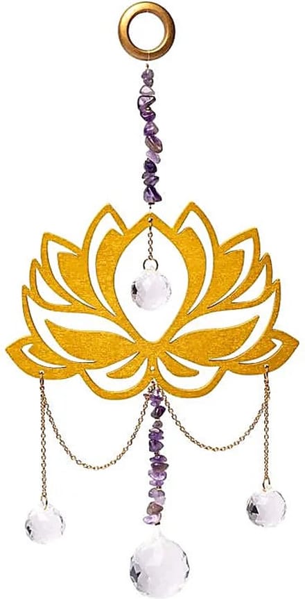 Suncatcher met lotus, amethist en kristallen