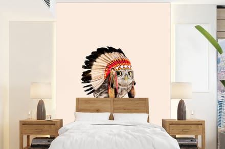 Dieren behang - Behang - Dier - Uil - Indiaan - Vogel - Fotobehang dieren - 165x220 cm