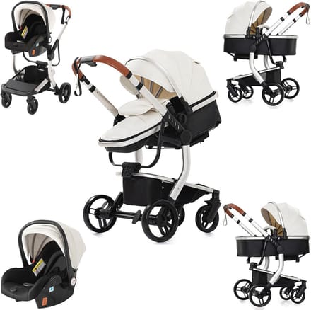 3-in-1 Kinderwagen voor Pasgeborenen - Opvouwbaar Reissysteem met Buggy Design