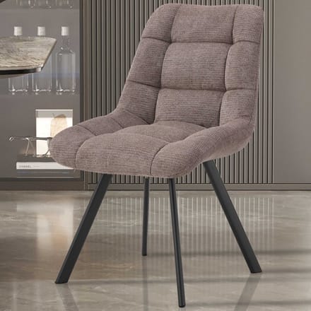 Eetkamerstoel Lizzy Peperbruin – Stoffen Bekleding – Zwarte Metalen Poten – Per Stuk