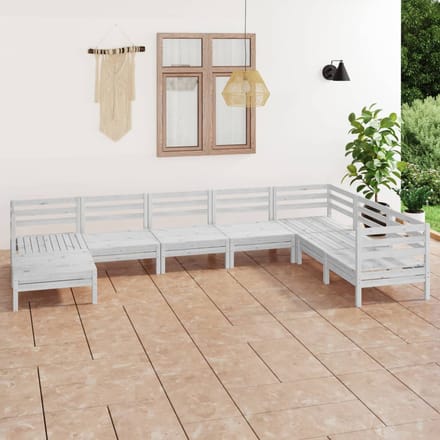 vidaXL - 8-delige - Loungeset - massief - grenenhout - wit