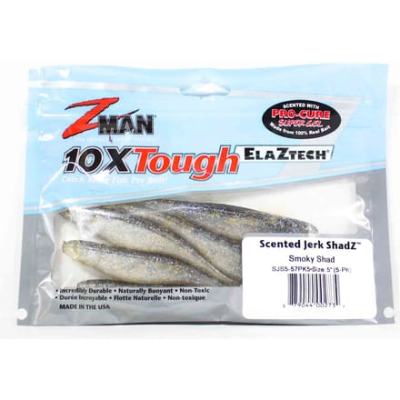 Zman Soft Lure Jerk ShadZ 5 Inch 5/Pack Smoky Shad (2734) white
