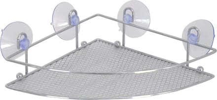 MSV doucherekje/badkamerrekje - hoek-model - zilver - 27 x 17 cm - metaal