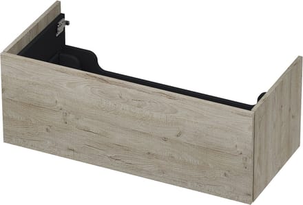 INK wastafelonderkast 1 lade greeploos push to open hout decor 100x45x38cm, greige eiken