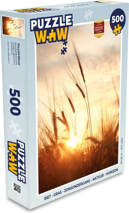 Puzzel Riet - Gras - Zonsondergang - Natuur - Horizon - Legpuzzel - Puzzel 500 stukjes