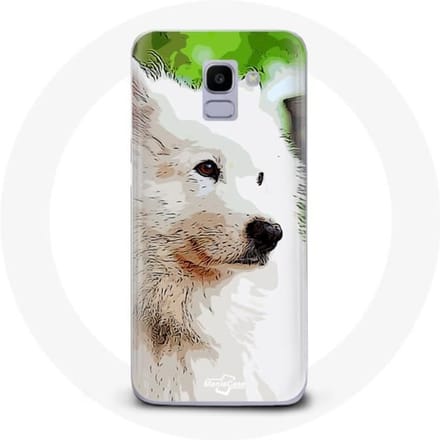 Coque pour Samsung Galaxy A8 2018 Chien Samoyède Blanc