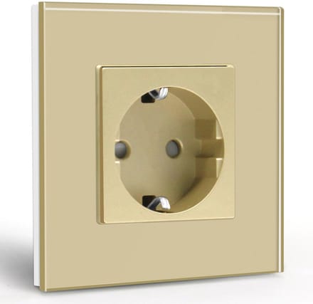 Stopcontact met Kristal Glas Plaat - Inbouw Stopcontact 16A EU Standaard